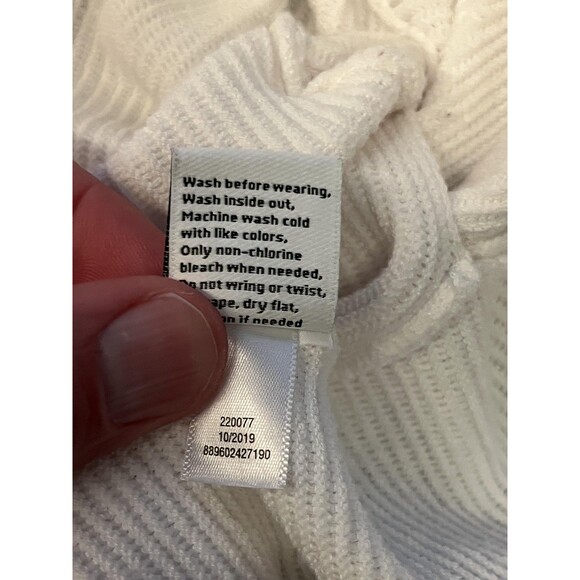 Nine West Sweater Womens Small White Ribbed Tie Waist Long Sleeve Knit Top - Picture 8 of 8